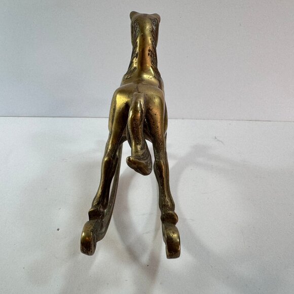 vtg Brass Rocking Horse Figurine w/ dull finish 5.25" tall - Picture 6 of 8
